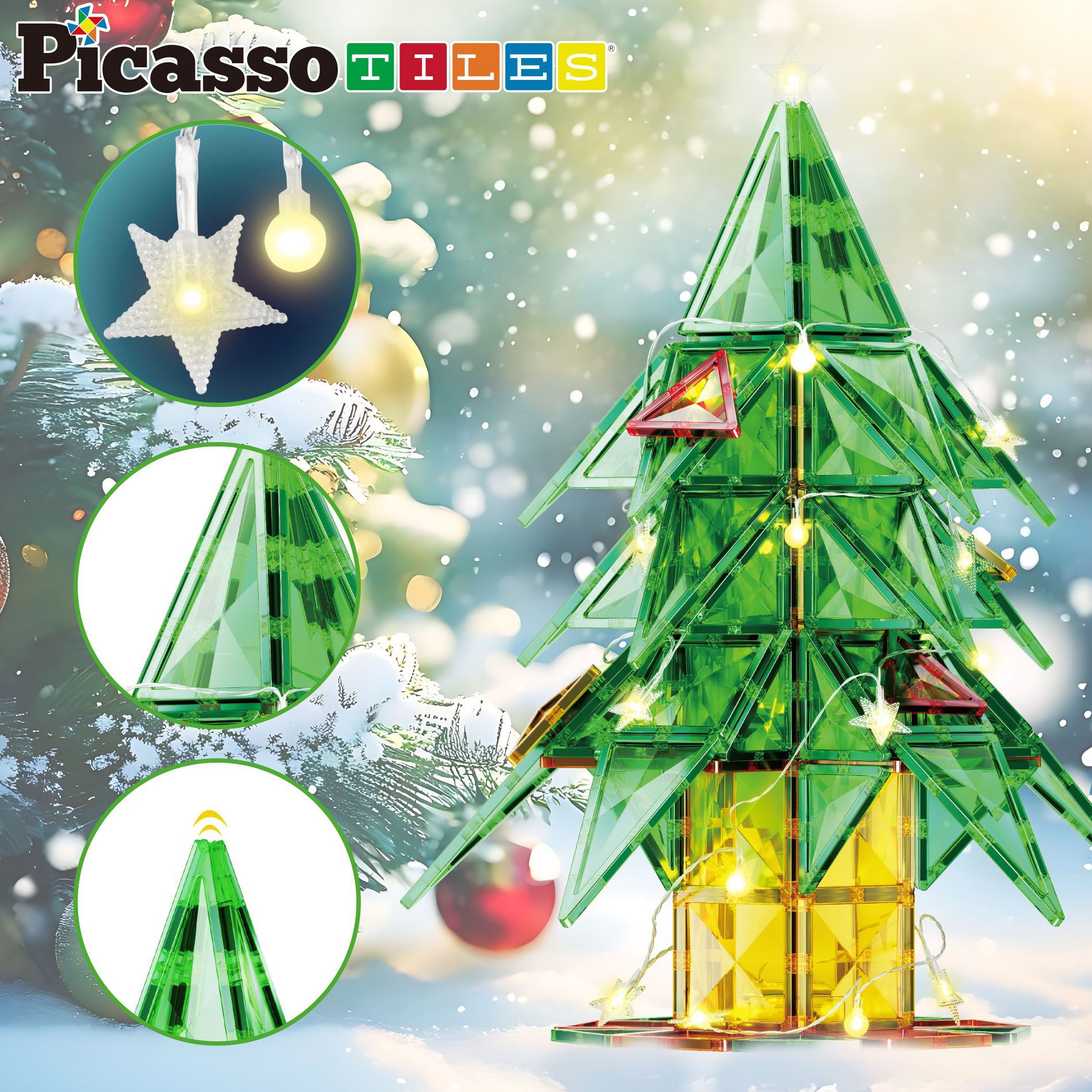 PICASSO-TILES Magnetic Tiles for Kids, Construction STEM Building Blocks Educational Toy