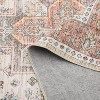 Boho Farmhouse Washable Area Rug - Large Neutral Floral Vintage Non-Slip Carpet for Living Room, Bedroom - 3 of 4