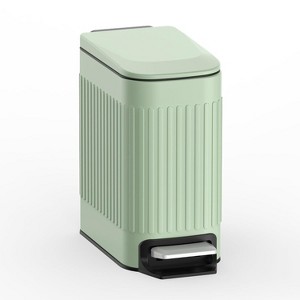 Slim Bathroom Trash Can with Lid Soft Close, 6 Liter/1.6 Gallon Stainless Steel Small Garbage Can - 1 of 4