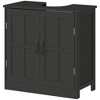 kleankin Pedestal Under-Sink Cabinet, Bathroom Storage Unit with Double Doors and Adjustable Shelf, Black - 4 of 4