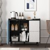 Sideboard Buffet Cabinet Black Storage Red Drawer Doors Modern Coffee Bar Accent Kitchen Dining Room Living Room - 3 of 4