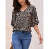 Women's 3/4 Bell Sleeve Shirt Loose Fit V Neck Blouse Cute Tops - 4 of 4