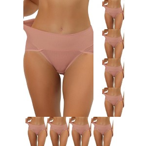 INSPIRE CHIC Women's Hi-Cut Ribbed High Waist Tummy Control Available Briefs 9 Packs - 1 of 4