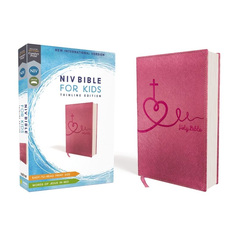Niv, Bible for Kids, Leathersoft, Pink, Red Letter, Comfort Print - by  Zondervan (Leather Bound), 1 of 2