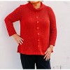 Women's 3/4 Sleeve Cowl Collar Solid Novelty Knit Top with Faux Button - Multiples - 4 of 4