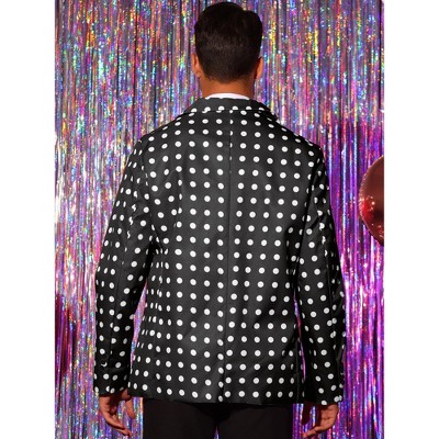 Lars Amadeus Men's Classic Slim Fit One Button Polka Dots Blazers Medium Black — фото 3