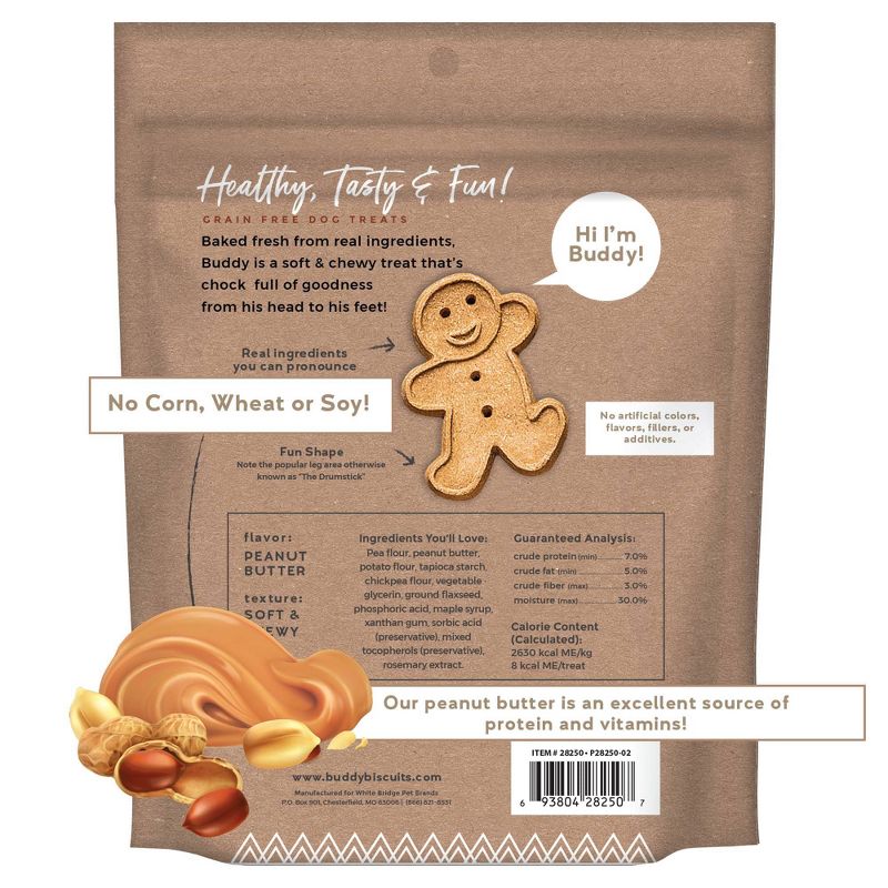 Buddy Biscuits Grain-Free Soft and Chewy Treats with Peanut Butter Dry Dog Treats - 5oz, 3 of 11