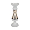 Glass Pillar and Taper Candle Holder with Curved Silhouette and Reflective Accents for Modern Decorative Display - 3 of 4