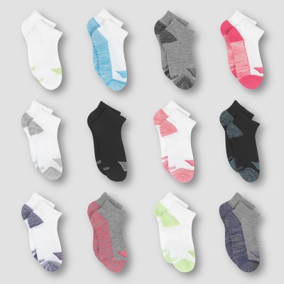 Hanes Girls' 12pk Ankle Socks - Colors Vary