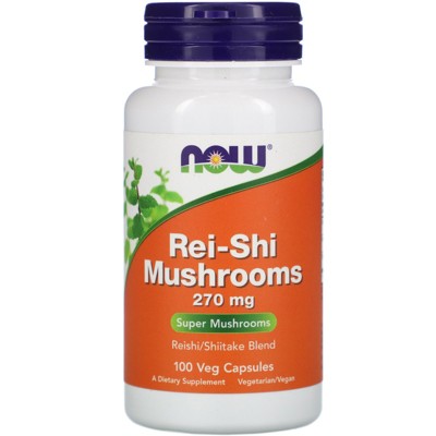 Now Foods Rei-Shi Mushrooms, 270 mg, 100 Veg Capsules, Greens and Superfood Supplements