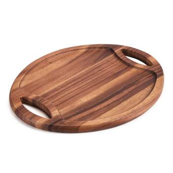 Kalmar Home Acacia Wood Oval Tray with Handle - Medium