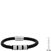 Steeltime Men's braided leather and stainless steel beads bracelet with greek key accents - 4 of 4