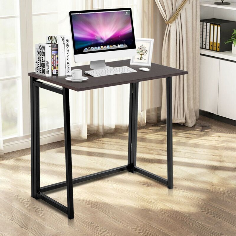 Costway Foldable Computer Desk Home Office Laptop Table Writing Desk Study Table Natural/White/Brown/Black, 5 of 11