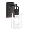 TOBILI 1-Light Bronze Bathroom Lighting over Mirrors Modern Vanity Light Fixtures with Clear Glass Shade - 2 of 4