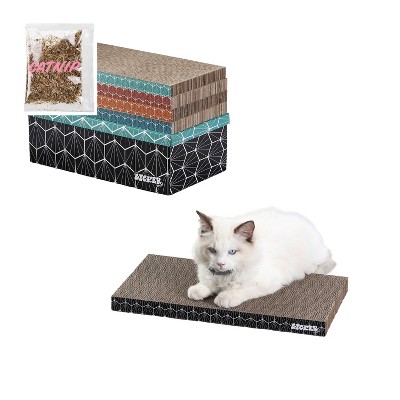 THE LICKER STORE Naomi Modern Cardboard Reversible Cat Scratcher Pad in Box with Catnip