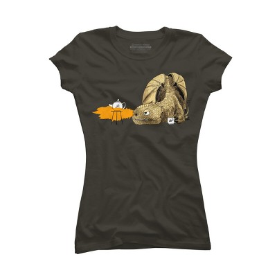 Junior's Design By Humans Dragon making Tea By djrbennett T-Shirt