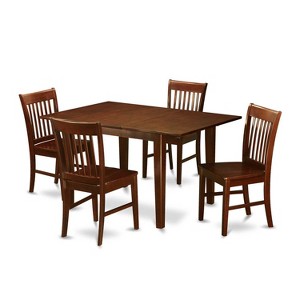 5-Piece Mahogany Finish Solid Wood Top - Dining Room Set - Seats 4 - 1 of 4