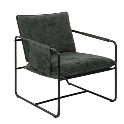 Kuamsinova Modern Minimalist Accent Chair with Side Pockets,Plush Chenille Armchair for Living Room,Removable Cushion,300lbs Capacity