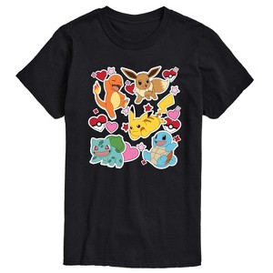 Men's - Pokémon - Valentine's Day Heart Sticker Short Sleeve Graphic T-Shirt - 1 of 4
