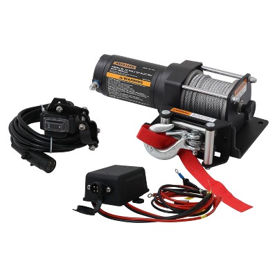 Rockland VMI03 3,500 Pound 12 Volt DC Electric Integrated Winch Kit with Wire Rope and Handlebar Rocker Accessory for ATV Recovery, Shop, and Utility