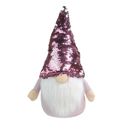 Northlight 12" Gnome with Pink and Silver Flip Sequin Hat Christmas Decoration