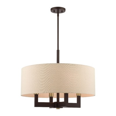 Bronze and Antique Brass 4-Light Drum Chandelier