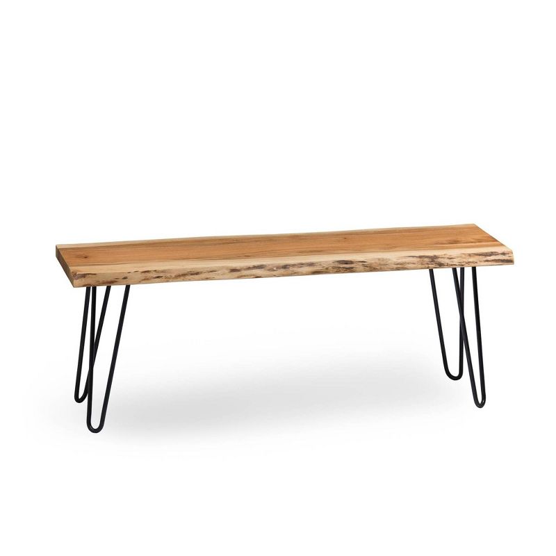 48" Hairpin Live Edge Wood Bench with Coat Hook Shelf Set Natural - Alaterre Furniture, 4 of 7