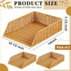 BRINJOY 2-Pack Woven Rattan Paper Organizer Trays - Stackable A4 Letter File Holder for Desk Office Storage, Brown - 2 of 4