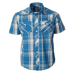 Gioberti Boy's Casual Western Plaid Pearl Snap-on Buttons Short Sleeve Shirt - 1 of 1