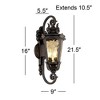 John Timberland Casa Marseille Vintage Rustic Outdoor Wall Light Fixture Bronze Scroll 21 1/2" Hammered Glass for Post Exterior Barn Deck House Porch - 4 of 4