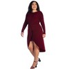 24seven Comfort Apparel Long Sleeve Dressy Tulip Skirt Knee Length Plus Size Dress - 2 of 4