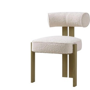 Modern Boucle Dining Chairs, Ergonomic Curved Back Design, Comfortable Kitchen Chairs with Rubber Wood Legs for Dining Room & Living Room - 1 of 4