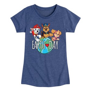 Girls' - Paw Patrol - Earth Day Globe Fitted Short Sleeve Graphic T-Shirt - 1 of 4