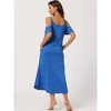 cheibear Women's Summer Cold Shoulder with Pockets Casual Maxi Maternity Lounge Dress - 3 of 4