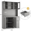 Kitchen Pantry Cabinet with Doors and Adjustable Shelves, 71" Tall Storage Hutch with Microwave Shelf, LED Lights and Charging Station - 2 of 4