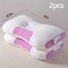 PDTEND 3D Knitted Cotton Cervical Pillow Set of 2 with Slow-Rebound Memory Foam, Breathable Washable Cover - 2 of 4