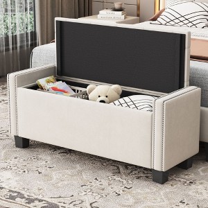 NicBex Velvet Storage Ottoman Bench,Tufted Upholstered Storage Ottoman with Rivet Design,Modern Storage Bench for Living Room,Bedroom - 1 of 4