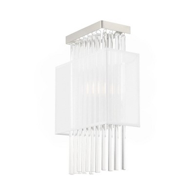 Brushed Nickel Dimmable Sconce with Crystal Rods
