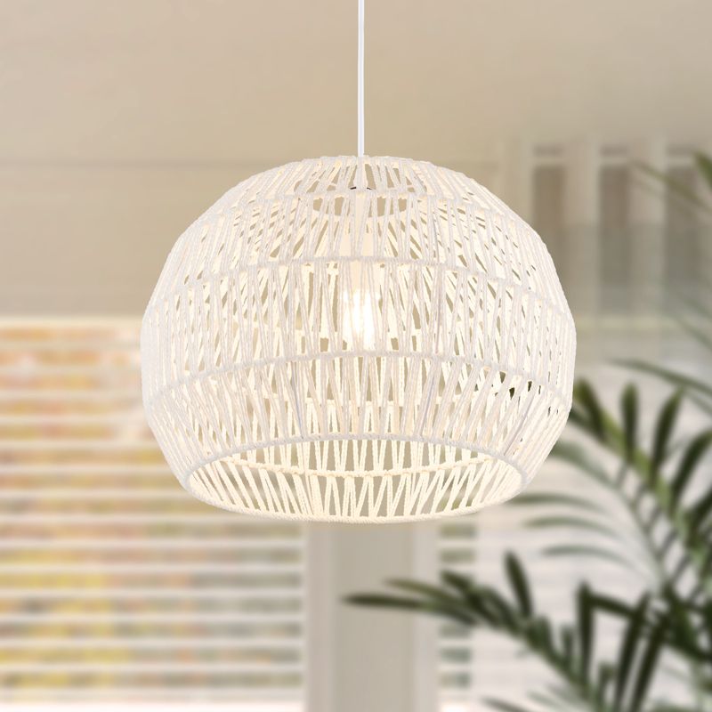 Tangkula Paper Pendant Light Fixture Round Hanging Ceiling Light with Adjustable Hanging Rope 17.5” Decorative Chandelier, 4 of 10