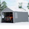 Portable Carport Shelter - Waterproof Storage Shed w/Roll-Up Zipper Doors, Sturdy Metal Frame, All-Season Protective Cover for Vehicles/Storage - 3 of 4