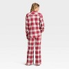 Women's Flannel Long Sleeve Button Down Shirt and Pants Pajama Set - Auden™ - 2 of 3