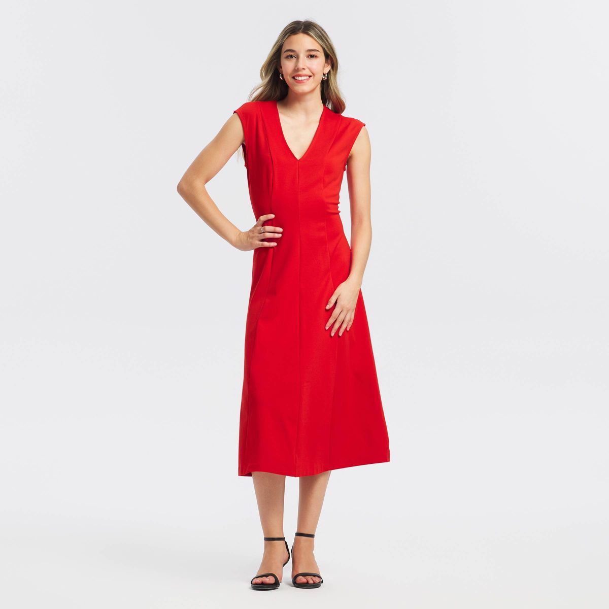 Women's Ponte V-Neck Midi Dress - A New Day™ - thumbnail 7