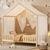 Okak Twin/Full Kids Floor House Bed Frame with Roof Design & Canopy,Modern Montessori Platform Bed,No Box Spring Needed - 3 of 4