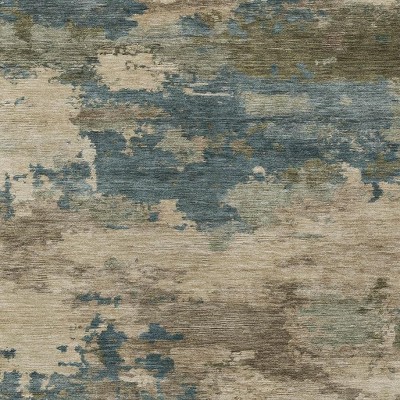 HomeRoots 8' X 10' Teal Blue And Beige Abstract Washable Indoor Outdoor Area Rug
