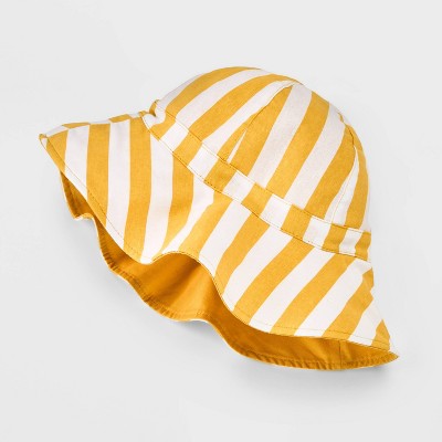 Image of Baby Girls' Striped Bucket Hat - Cat & Jack™ Yellow 0-6M