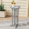 Tangkula 21.5" Round Bar Table Patio HDPE Bar Height Dining Table w/ Slatted Tabletop - 2 of 4