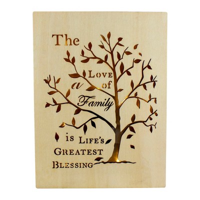 Roman 7.75in LED 7.75" Cut Wooden Battery Operated Family Tree Wall Plaque