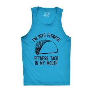 Mens Fitness Taco In My Mouth Tanktop Funny Shirt - Crazy Dog Men's Tank Top - 1 of 4