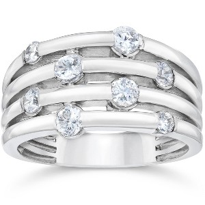 Pompeii3 14K White Gold 1ct Real Diamond Right Hand Ring - 1 of 4