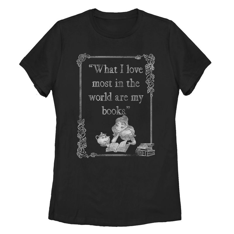 Women's Beauty and the Beast Belle Loves Books T-Shirt, 1 of 4